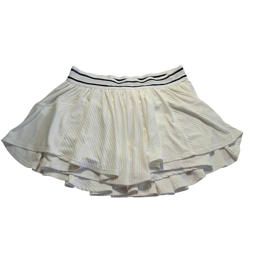 Free People Movement Ace Skort Women Large Ivory Excellent Ribbed Pleated Mini